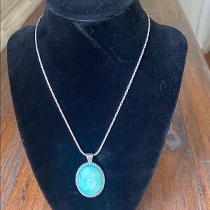 Silver and Turquoise Pendant Necklace